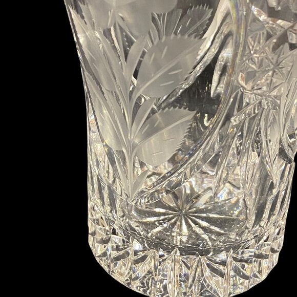 Antique American Brilliant Period Cut Glass Vase Etched Rose Stem ABS Small - Picture 4 of 14